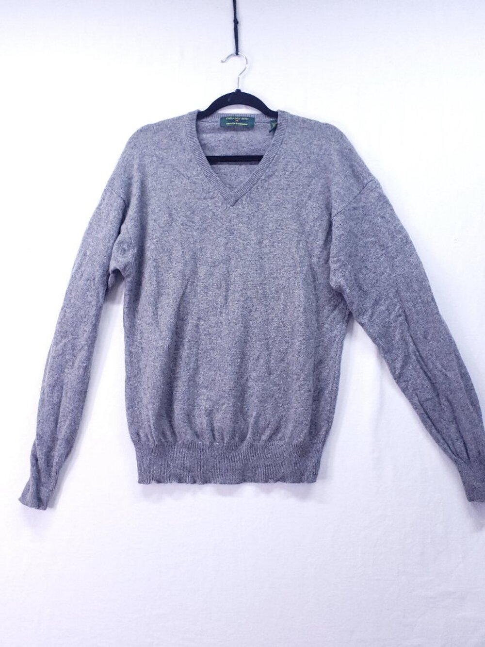 Embassy Row Two Ply Cashmere Pullover V Neck Sweater Mens Large Gray Preppy Knit
